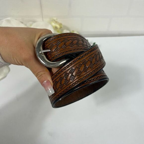 Leather belt Brown mens Size 32 - Picture 2 of 8